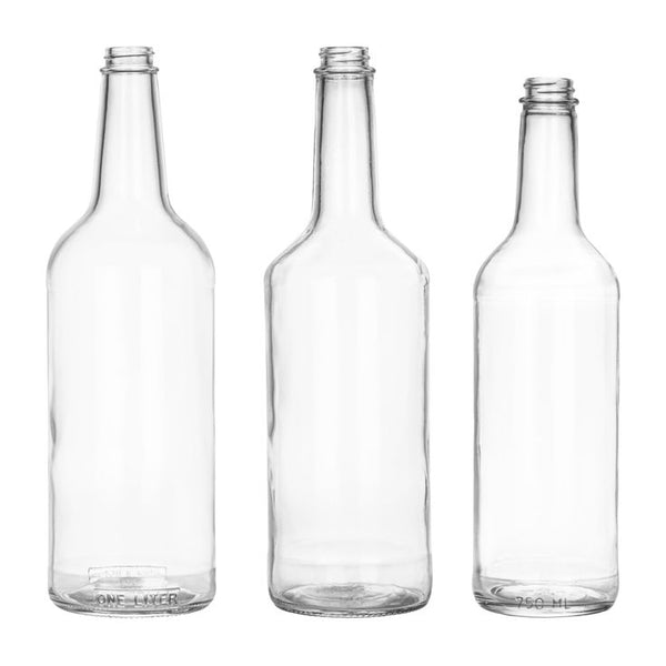 Wholesale custom round empty clear vodka glass bottle 600ml
